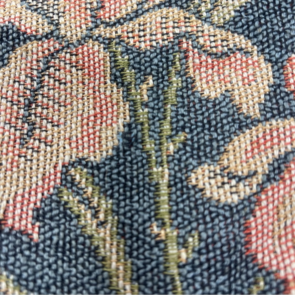 Vintage Floral Tapestry Handbag with Wooden Handles Mid Century Needlepoint - Picture 9 of 13